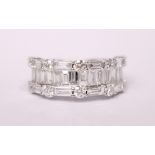 AN 18CT WHITE GOLD BAGUETTE & BRILLIANT CUT DIAMOND BAND, 3.00cts.