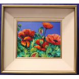 KENNETH WEBB, (b. 1927), "POPPIES IN SUNLIGHT", oil on canvas, signed lower right, inscribed verso