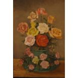 'STILL LIFE FLOWERS' Oil on Boards (unframed) 24"x16" approx