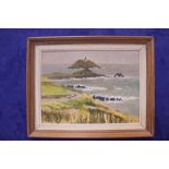 E. P. MILLS, (IRISH 20TH CENTURY), "IRISH COASTAL LANDSCAPE", oil on canvas board, signed lower