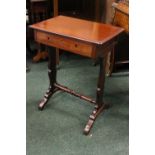 A SMALL SINGLE DRAWER SIDE / LAMP TABLE, Mahogany, raised on a pair of shaped upright supports,