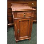 A BEDSIDE / HALL CABINET, 1 drawer over 1 door cabinet, shelved interior, with brass handles, reeded