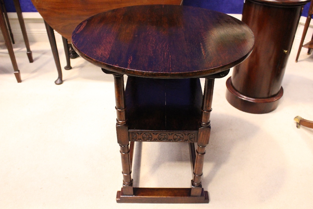 AN OAK METAMORPHIC 'MONKS CHAIR', converts to a table, with the seat doubling as a shelf, - Image 5 of 5