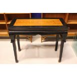 A PANEL & FRAME TOPPED CHINESE SIDE TABLE, with central maple panel to the top, body & legs