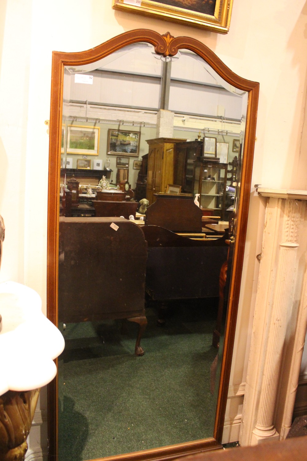 A VERY FINE EDWARDIAN MAHOGANY & SATINWOOD PIER MIRROR, with string inlaid detail, bevelled glass,