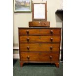 A LATE 19TH CENTURY / EARLY 20TH CENTURY CHEST OF DRAWERS, 4 graduated drawers, with turned handles,