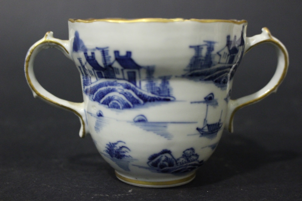 A 19TH CENTURY TWO HANDLED 'CHOCOLATE' CUP & SAUCER, with deep saucer, having detailed imagery of - Image 3 of 13