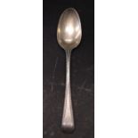 A GEORGIAN SILVER TEASPOON, possibly London, 1822, maker’s mark indistinct, with beaded detail to