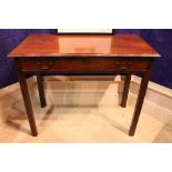 AN IRISH GEORGIAN MAHOGANY SINGLE DRAWERED SIDE TABLE, circa 1780, 28" " x 36" x 17"