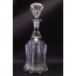 A LATE 19TH CENTURY IRISH GLASS DECANTER, with undulating design, with stopper