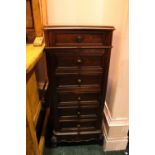 AN EARLY 20TH CENTURY KINGWOOD 5 DRAWER CHEST LOCKER, raised on a cabriole leg, 35" x 15" x 16"