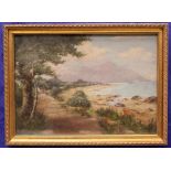 A. FINLAY, "COASTAL PATH WITH COTTAGE & FIGURES", oil on canvas board, signed and dated lower right,