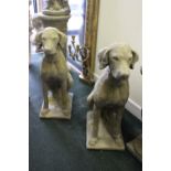 A PAIR OF GARDEN ORNAMENTS IN THE FORM OF HUNTING DOGS, 28" tall approx
