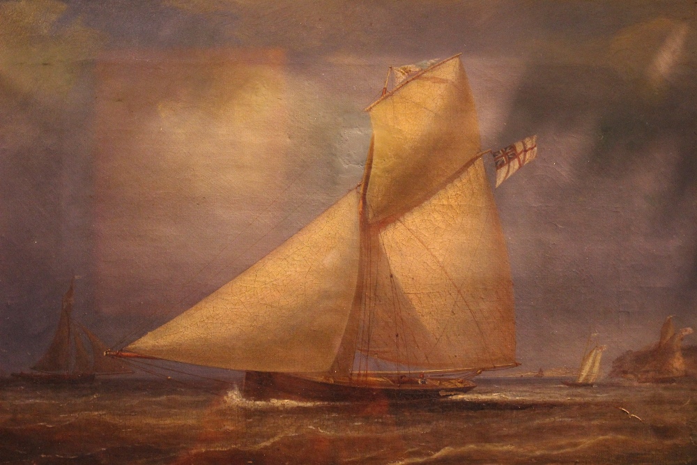 WILLIAM CLARK, (SCOTTISH 1803-1883), "YACHTS OFF THE SCOTTISH COAST", 19th century, oil on canvas, - Image 2 of 9