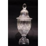 A MID 19TH CENTURY IRISH BONBONNIÉRE WITH LID, circa 1860. decorated with diamond cuts to the