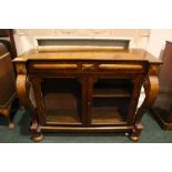 A GOOD MID 19TH CENTURY IRISH MAHOGANY CABINET, with 2 drawers above 2 door glazed cabinet