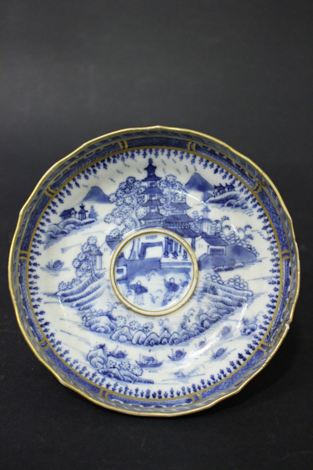 A 19TH CENTURY TWO HANDLED 'CHOCOLATE' CUP & SAUCER, with deep saucer, having detailed imagery of - Image 9 of 13