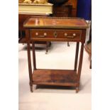 A FRENCH DIRECTOIRE STYLE CABINET, a pierced brass 3/4 gallery rim, with single frieze drawer having