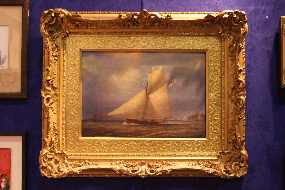 WILLIAM CLARK, (SCOTTISH 1803-1883), "YACHTS OFF THE SCOTTISH COAST", 19th century, oil on canvas,