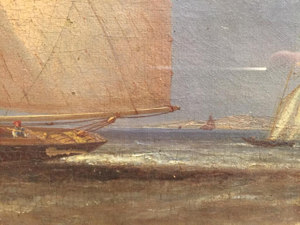 WILLIAM CLARK, (SCOTTISH 1803-1883), "YACHTS OFF THE SCOTTISH COAST", 19th century, oil on canvas, - Image 7 of 9