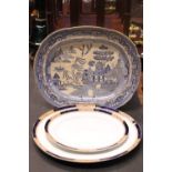 A GROUP OF SERVING PLATES, includes; 2 x Burleigh Ware 'Satsuma' serving dishes / platters, 1 x