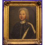 18TH CENTURY, IRISH SCHOOL, “PORTRAIT OF AN MILITARY OFFICER IN ARMOUR”, oil on canvas, unsigned,
