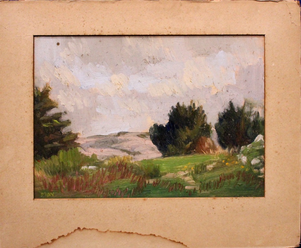 ROGER MAY, White Mountain, signed lower left, oil on canvas board, inscribed with title verso,