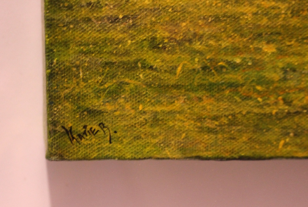 KATIE BUTTIMER, (IRISH 20TH CENTURY), "FOXGLOVE IN BLOOM", mixed media on canvas, signed lower left, - Image 3 of 3