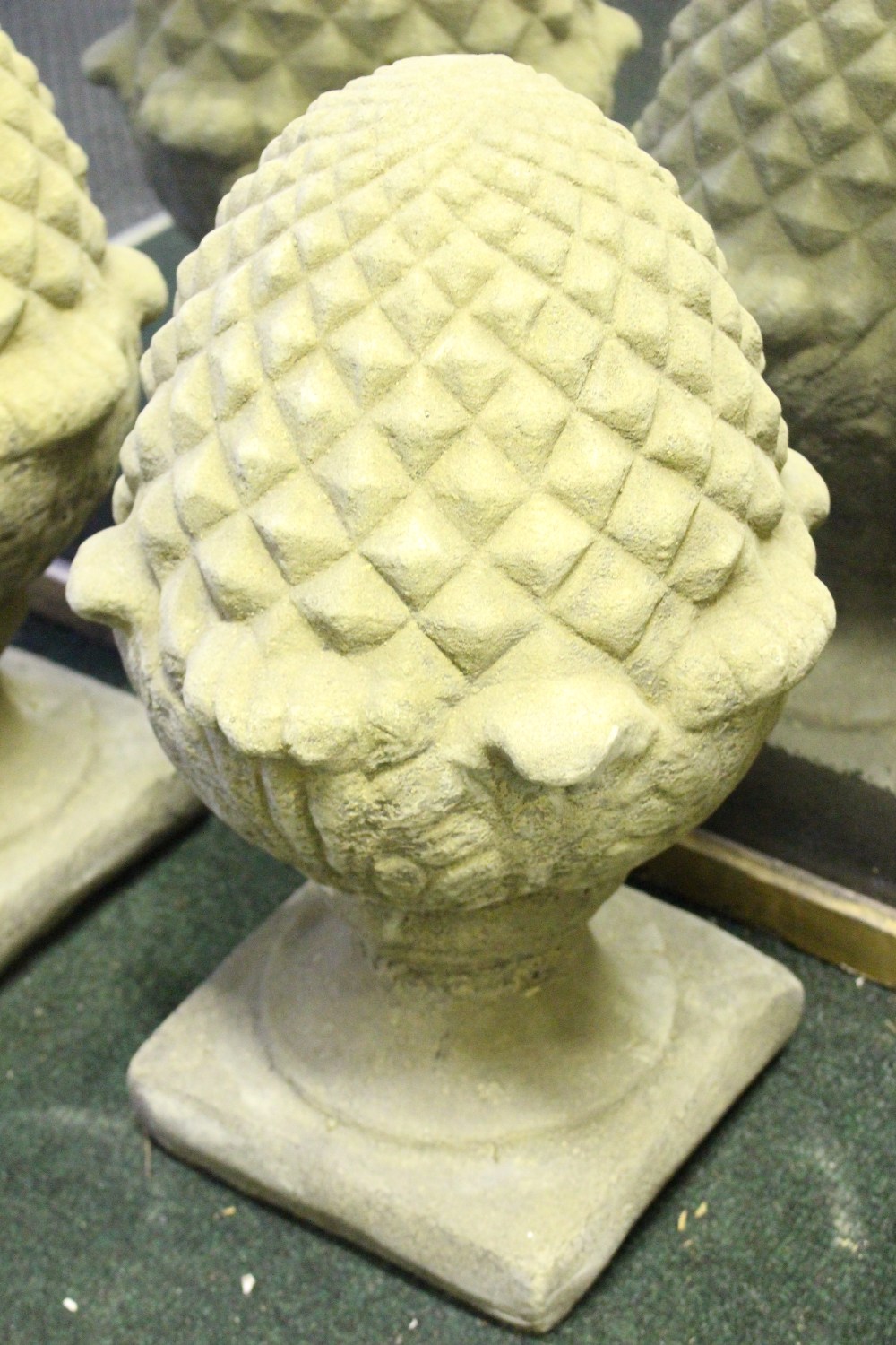 A PAIR OF PIER TOPPERS IN THE FORM OF PINEAPPLES, 24" tall approx - Image 2 of 3