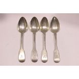 4 SILVER ‘OLD ENGLISH FIDDLE’ SHAPED SPOONS, all Dublin, with dates varying from 1825 – 1829,