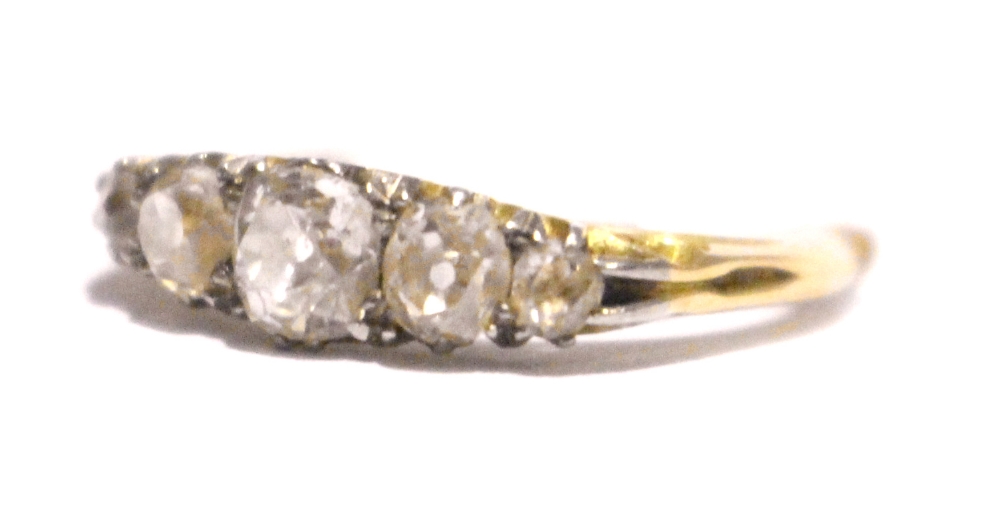 AN 18CT 'OLD CUT' VINTAGE 5 STONE DIAMOND RING, 1.10cts - Image 2 of 2