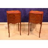 A PAIR OF KINGWOOD MARQUETRY INLAID CABINETS, 29" x 15" x 12" approx