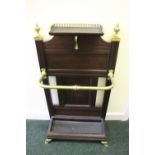 A MAHOGANY AND BRASS HALL STAND, in the manner of Shoolbred & Co, 39" x 22" x 10" approx