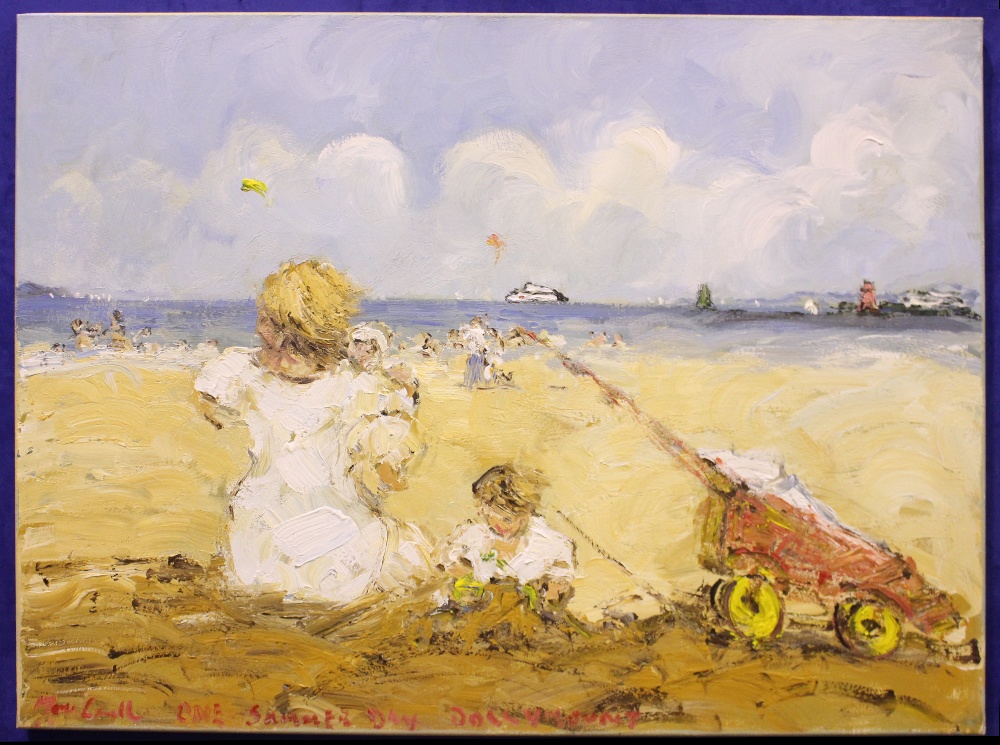 MARIE CARROLL, "ONE SUMMER DAY, DOLLYMOUNT", oil on canvas, signed lower left, inscribed with