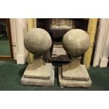 A PAIR OF BALL PIER TOPPERS, 24" tall approx