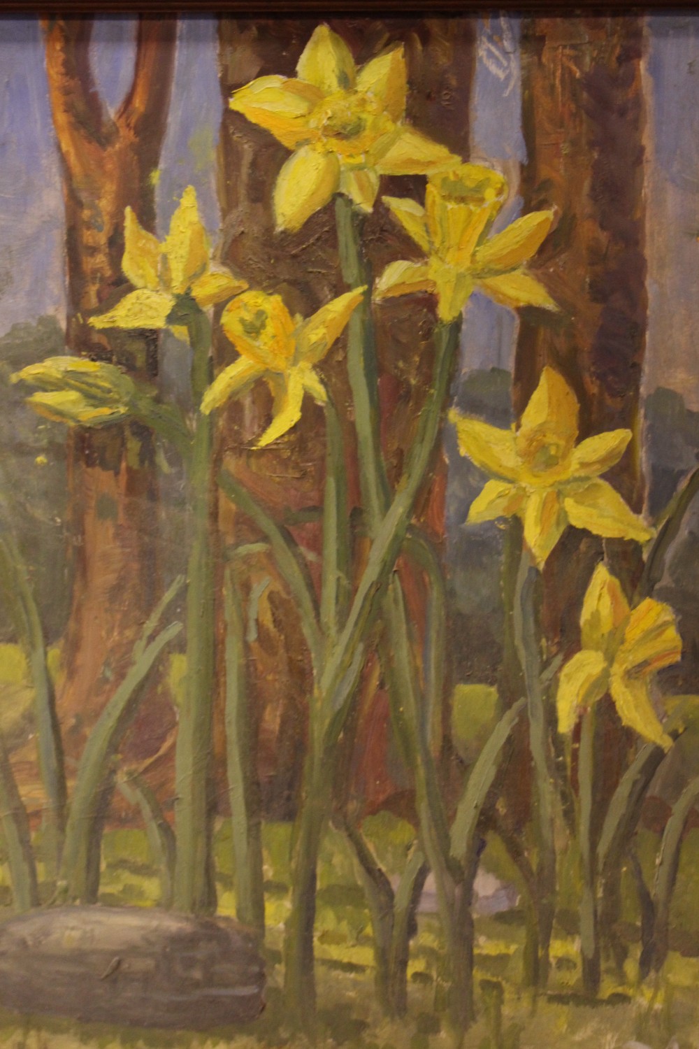 DU, "DAFFODILS IN BLOOM", oil on canvas board, signed lower right with initials - Image 2 of 2