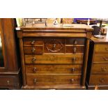 A LATE 19TH CENTURY TALL CHEST OF DRAWERS, with a long frieze drawer over 2 hat and 2 small drawers,