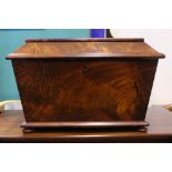 AN IRISH GEORGIAN SARCOPHAGUS TEA CADDY / BOX, with graduated hinged lid, compartmented interior,