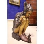 J. PRINCE, "THE JESTER & MOUSE", cast metal sculpture, 25.5" x 16" x 10" approx