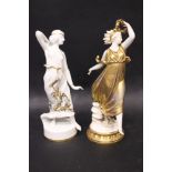 TWO PORCELAIN FIGURINES, (i) A Rosentahal 'Ionic Dancer' with gilt floral spray to the skirt, 9"