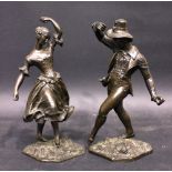 A PAIR OF BRONZE DANCERS, "FANNY ELSSER & PARTNER DANCING LA CACHUCHA", possibly French or