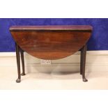 AN IRISH GEORGIAN MAHOGANY MINIATURE HUNTING TABLE, drop leaf, George II, circa 1870, raised on