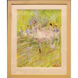 MARIE CARROLL, (IRISH 20TH CENTURY), "DANCING BALLERINAS", acrylic on card, signed lower right,