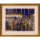 MARIE CARROLL, (IRISH, 20TH CENTURY) “THE CAROUSEL AT NIGHT”, oil on card, signed lower left, 20”