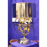A CONTEMPORARY METAL & CHROME LAMP, with shade, 27" tall approx