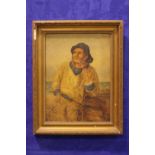 19TH CENTURY, "THE MARINER", oil on canvas, mariner smoking a clay pipe, unsigned, 20" x 15" canvas,