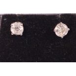 AN 18CT WHITE GOLD DIAMOND STUD EARRINGS, 1.4ct diamonds