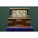 A VERY FINE 19TH CENTURY OAK CASED TANTULUS, 3 decanters, with games compartments