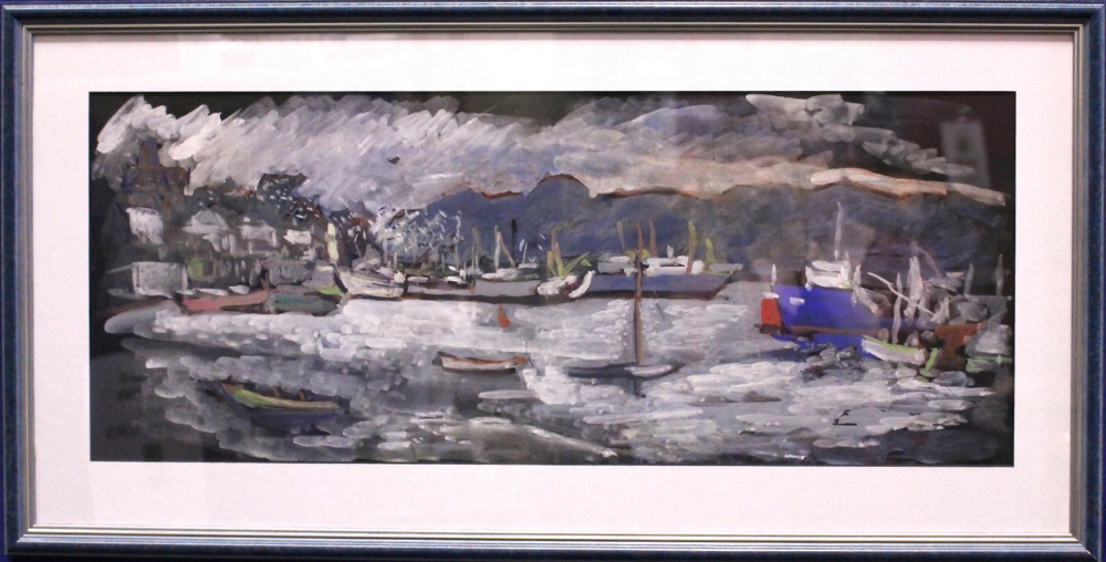 KITTY WILMER O'BRIEN, "KILLYBEGS, 1980", gouache on paper, unsigned, inscribed verso and signed by