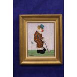 GLADYS MACCABE, MBE HRUA ROI FRSA (IRISH 1918-2018), “PUTTING CLOWN”, oil on board, signed lower